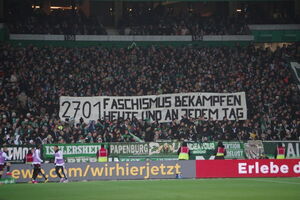 Banner im Stadion: Faschismus bekämpfen heute und an jedem Tag (27.01.)