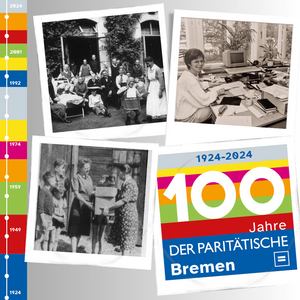 Collage aus historischen Fotos und 100-Jahre-Logo